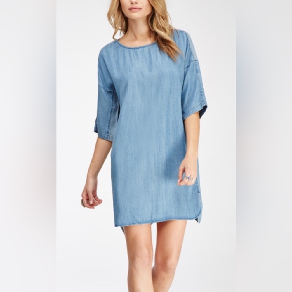 Anthropologie Life in Progress Chambray Shift Dress Size Sm